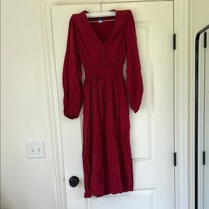 Elegant Red Long Sleeve Dress